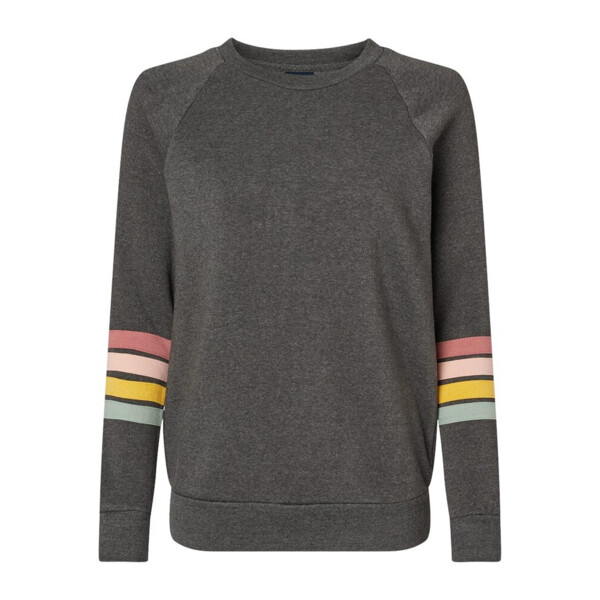 Women's Striped Sleeves Crewneck Sweatshirt Thumbnail
