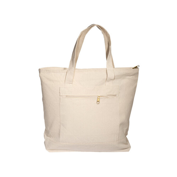 Zippered Cotton Canvas Tote Bag Thumbnail