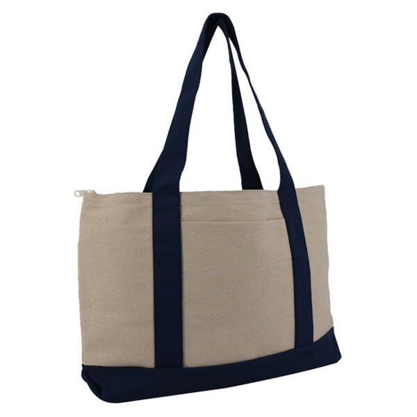 Large Zippered Cotton Canvas Tote Thumbnail
