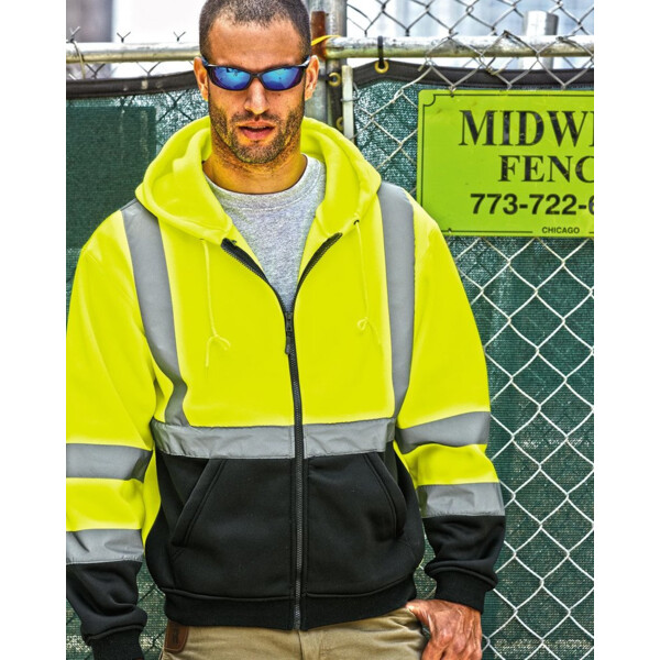 Unisex Hi-Vis Full-Zip Hooded Sweatshirt Thumbnail