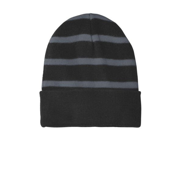 Striped Beanie with Solid Band Thumbnail