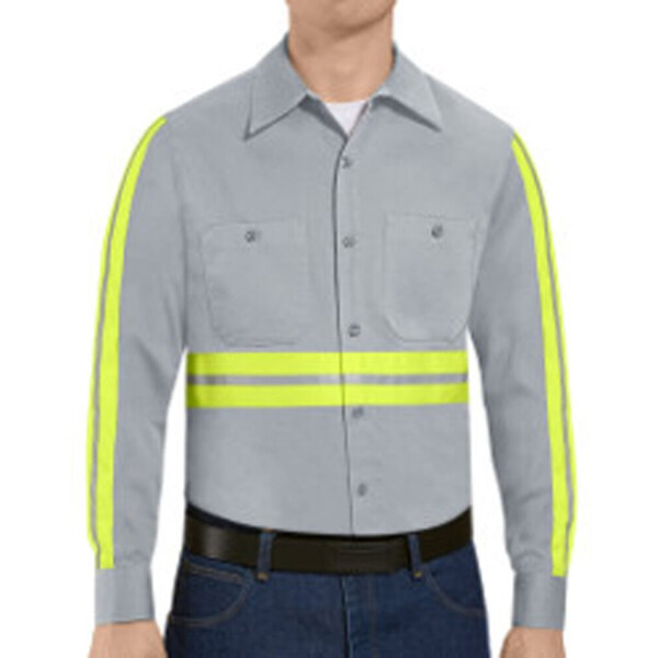 Enhanced Visibility Long Sleeve Cotton Work Shirt - Tall Sizes Thumbnail