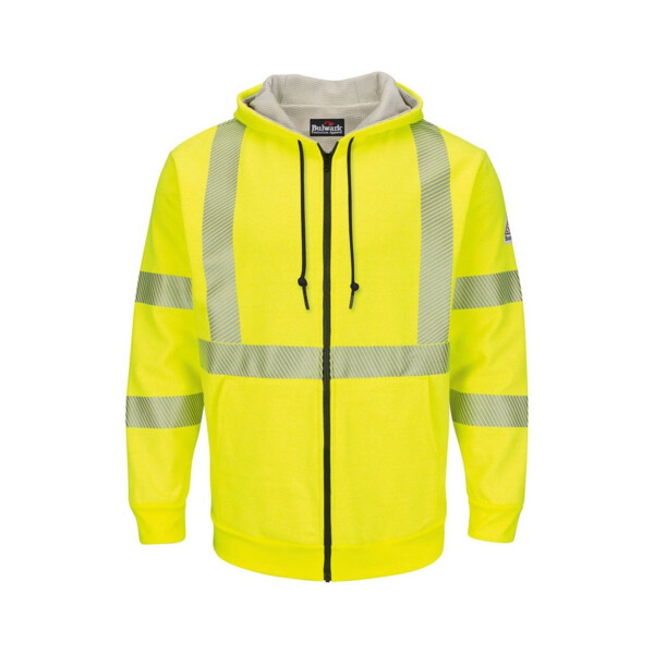 Men's Hi-Visibility Zip-Front Hooded Fleece Sweatshirt with Waffle Lining Thumbnail