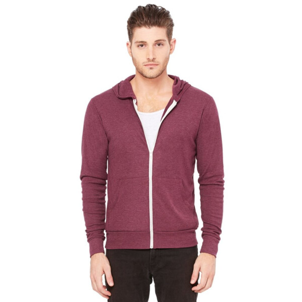 Triblend Lightweight Full-Zip Hooded Long Sleeve Tee Thumbnail