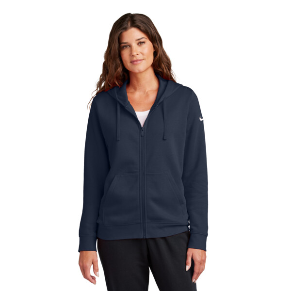 Ladies Club Fleece Sleeve Swoosh Full Zip Hoodie Thumbnail