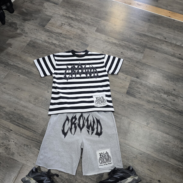 Rich Crowd Denim Patched Cut Off Sweat Shorts Thumbnail