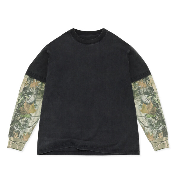 PA- Vintage Black and Wood Camo Long Sleeve Tee Thumbnail